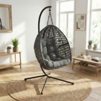 Fauteuil En Forme D'Oeuf Noir Suspendu