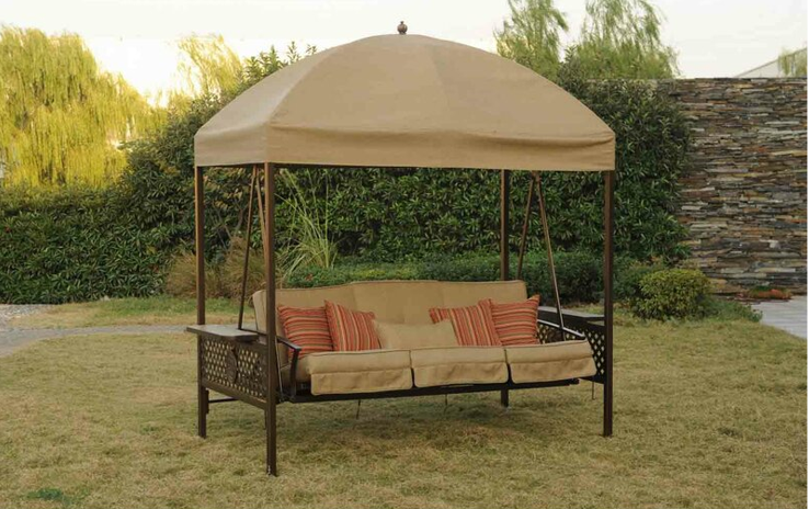 3 person patio swing with canopy and unique steel frame