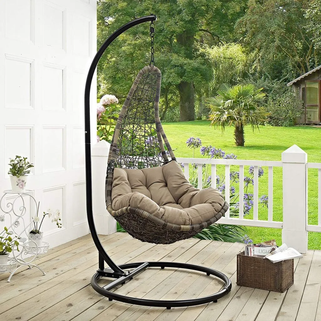 Ensemble de chaises longues balançoires marron avec support Modway
