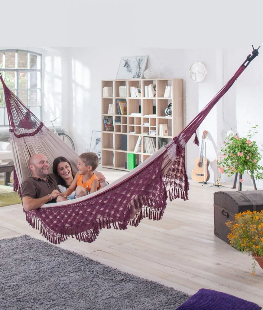 Organic-Cotton-Kingsize-Family-Classic-Hammock-with-Mount-Black-Multipurpose-Suspension