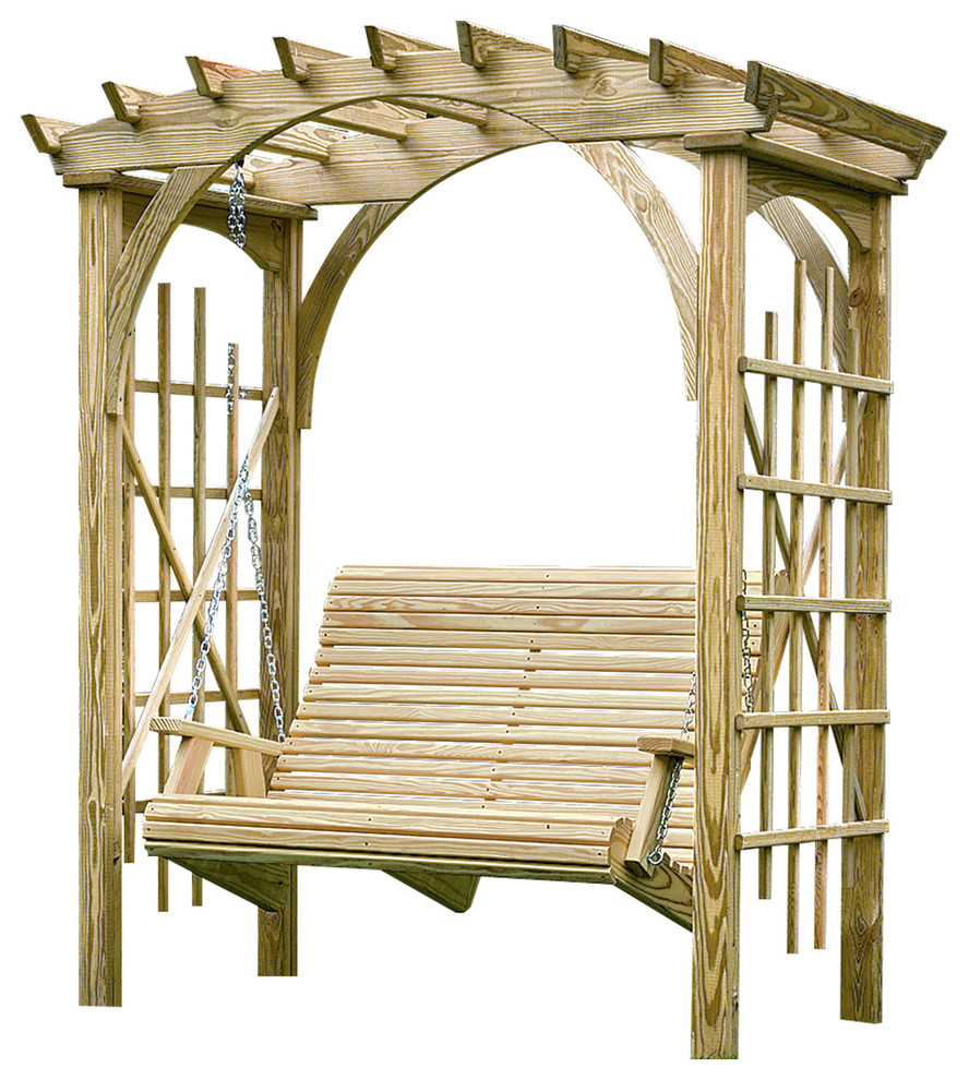 amish- roman-arch-arbor-swing-with- 4-foot-rollback-swing