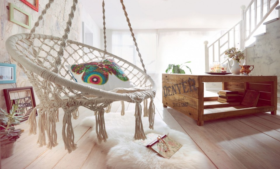 A handmade macrame hammock swing chair will make any space a bit bohemian.
