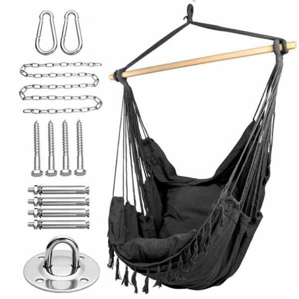 Chaise Œuf Suspendue En Osier Avec Balançoire Amovible - Noir - Capacité 136 Kg - Décoration Intérieur